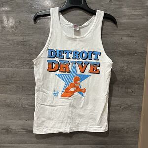 VINTAGE 80-90s Oneita Usa Made Tank Top Muscle Tee Detroit Drive Arena Football